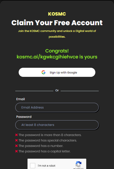 login using gmail account or enter your own email and password